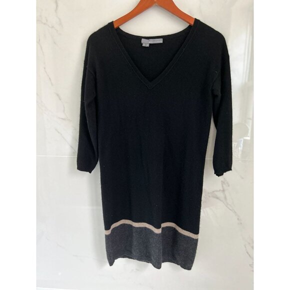360 Cashmere Dress Black Gray Long Sleeve PulloverCrewneck Size Small - Picture 4 of 9